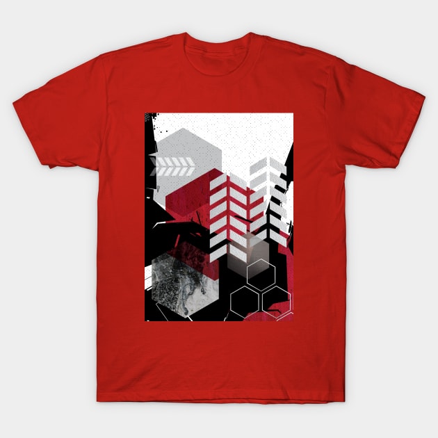 Red and Black Abstract Geo T-Shirt by UrbanEpiphany